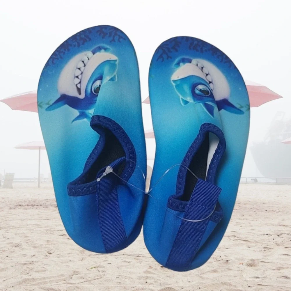 Bigib size 10 Toddler Blue Shark Non-Slip Swim Water Shoes ~ NEW